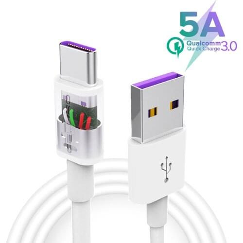 5A USB Type C Fast Charging USB C Cable for Huawei P30 P20 Lite Super Fast 90 Degree Cable for Xiaomi Mi 9 Samsung S10 S9 Note 9