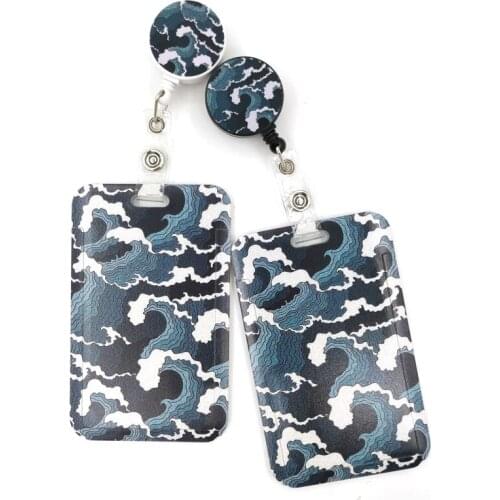 Kanagawa Hokusai Wave Cute Credit Card Cover Lanyard Bags Retractable Badge Reel Student Nurse Exhibition Enfermera Name Clips