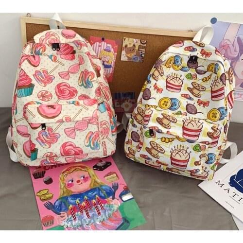 Fashion Womens Backpack Summer Nylon Cute Print School Bag For Girls Large Capacity Waterproof Travel Backpack 2021 Rucksack