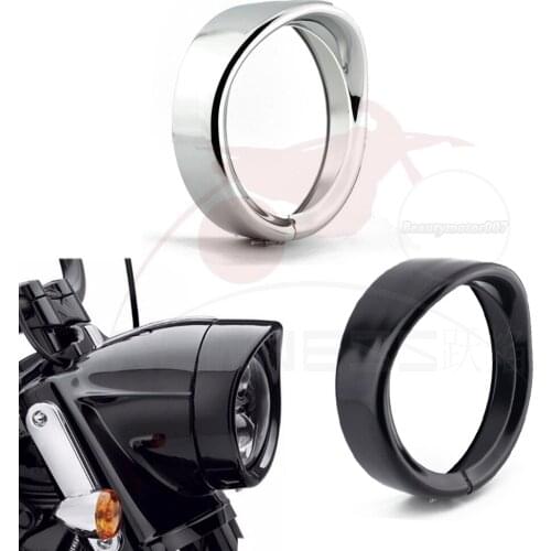 Motorcycle 7" Headlight 4.5" Passing Lights Lamp Decorate trim Ring Visor Cover For Harley Electra Glide FLHT