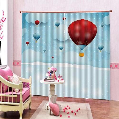 Cartoon hot air balloon Window Curtains For Childrens room Blackout Curtains Outdoor Indoor Fabric Home Decor Custom any size