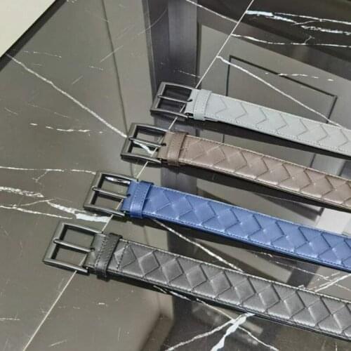 Braided Mens Woven Belt Fashion Luxury Genuine Leather Cowskin Hand Casual All-Match Buckle Business High Quality Waist Strap