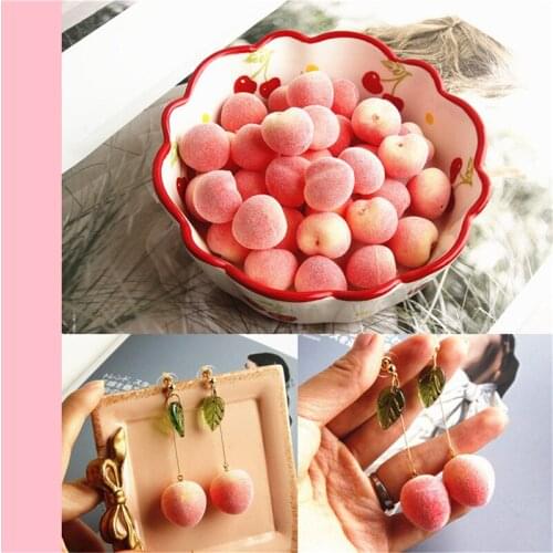 10pcs imitation fruit charms Penddants Accessories Peach For Earrings Sweet Girl Jewelry DIY Fashion Party Decoration