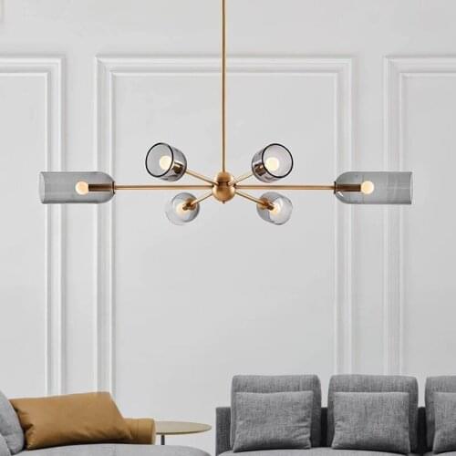 Nordic Smoked Grey Glass LED pendant lights Living Room Dining Room Hanging Lamp cloakroom Decoration suspension lamp fixture