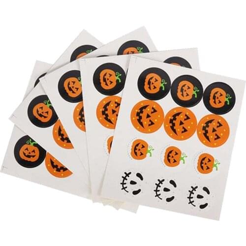 Halloween Props Pumpkins Adhesive Label Sealing Stickers Happy Halloween Favors Children Event Party Trick Treat Bottle Labels