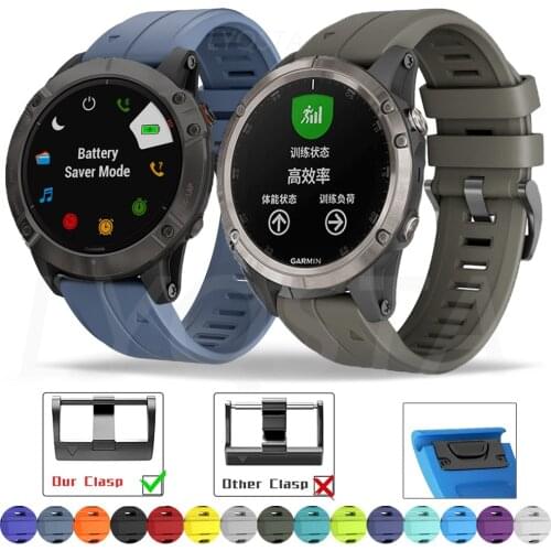 26 22MM Watchband Strap For Garmin Fenix 5 5X Plus 3HR 6X 6 6S Pro 935 MK1 Watch Quick Release Silicone Steel Buckle Wrist Band