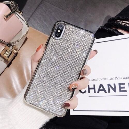 Luxury Rhinestone Phone Case For iPhone 12 mini 11 pro XS Max XR 8 7 6S Plus Blingbling Diamond Anti-fall Soft Back Cover coque