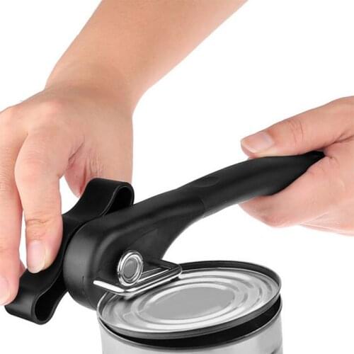 Manual Bottle Side Cutting Jar Lid Opener Multi-function Black Round Non-Slip Single Grips Handle Can Openers