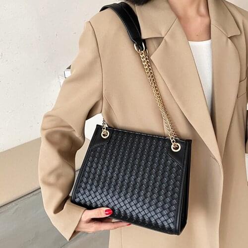 Fashion Chain Crossbody Bags for Women Small Pu Leather Ladies Shoulder Bag High Quality Female Weave Handbags Messenger Bags