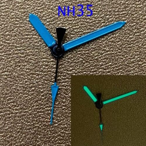 Watch pointer assembly Japanese NH35/NH36 automatic movement modification SKX007 blue pointer green luminous