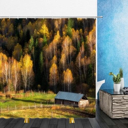Landscape Desert Forest Beach Shower Curtain 3D Print Waterproof Bath Curtains for Bathroom Home Bathtub Set Bathing 12pcs Hooks
