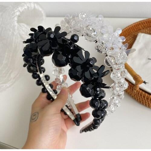 Flower Beaded Winding Three-dimensional Headband Fashion Hair Accessories Women Crystal Pearl Braided Hairbands Cute Hair Hoop