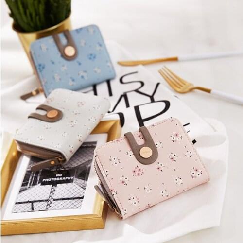 Small fresh floral zipper buckle, multi-function multi-card slot short wallet, organ card holder