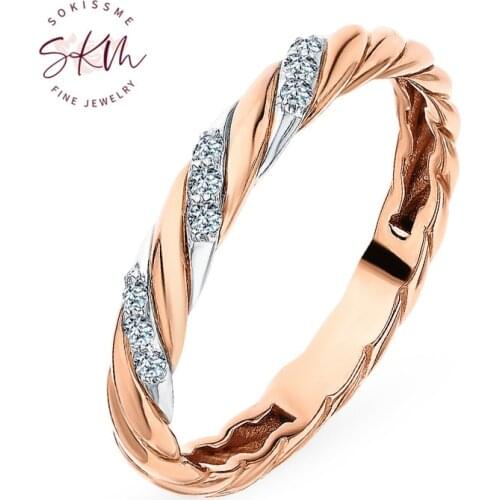 SKM Designer delicate AAA rings for women 14k rose gold Engagement rings designer Promise Luxury Fine Jewelry