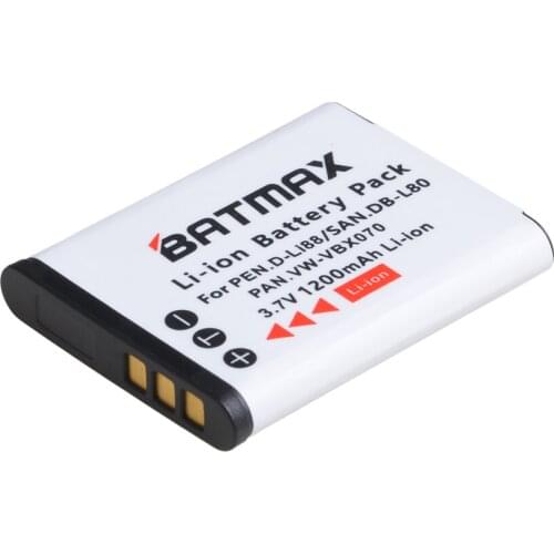 1Pc 1200mAh D-Li88 DLI88 DB-L80 VW-VBX070 Li-ion Battery for Pentax Optio H90 P70 P80 W90 WS80 Cameras Sanyo Xacti DMX-CG11 VP
