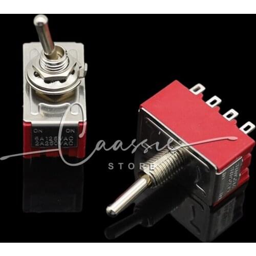 10pcs red 6A/125VAC 2A/250VAC 12 Pin 4PDT ON/ON 2 Position Mini MTS-402 Toggle Switch