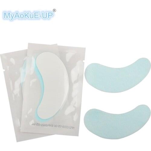 Cheap price 100 pairs blue color eye pads Eyelashes patches under tip stickers wraps women makeup tools eyelash extension