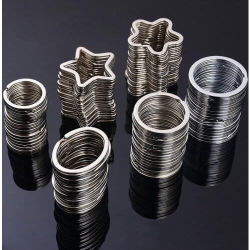 15mm to 35mm Round heart star key rings 100pcs metal key holder split key chain connector car handbag diy keychain accessories