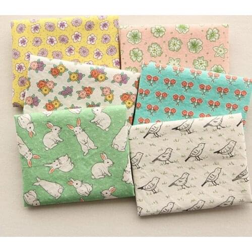 150cm*50cm Handmade sewing linen tablecloths curtain fabric sofa cushions cloth dress fabric wild animals and plants printed