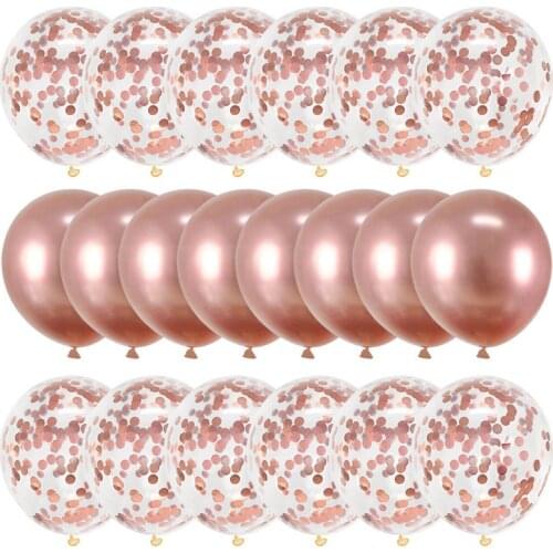20Pcs/ Set Rose Gold Balloon Wedding Balloon Metal Confetti Balloons Adult Birthday Party Decor Kids Baby Shower Baloon Globals
