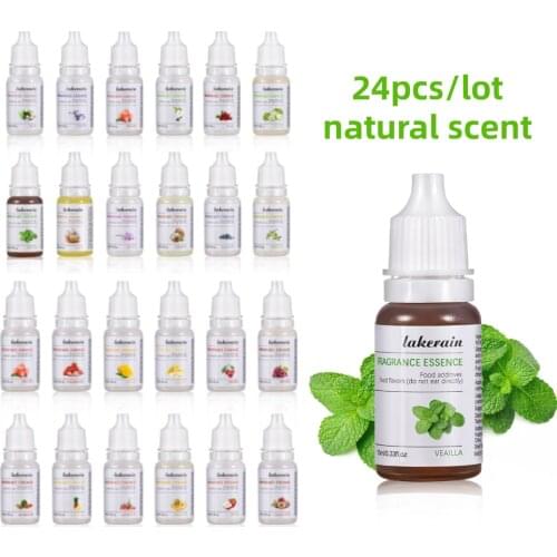 24Pcs/Lot Natural Flavoring Oil for Lip Gloss Base Gel Diy Food Grade Fruit Flower Scent Essence Oil Drop Lipstick Soap Making