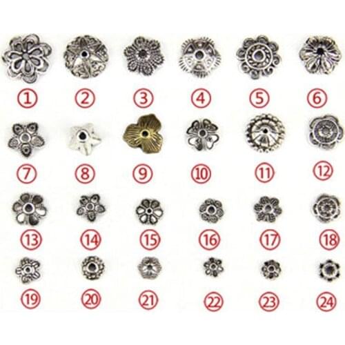 30pcs Metal Alloy Flower End Beads Caps kralen kap eindkap Antique Silver Gold Color Tibetan Spacer Beads for Diy Jewelry Making