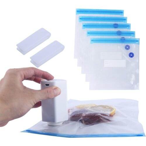 5pcs Vacuum Sealer Bags Kits Reusable Food Packaging With Hand Pump Bag Sealing Clips Food Wrap for Fruit Storage Freezing