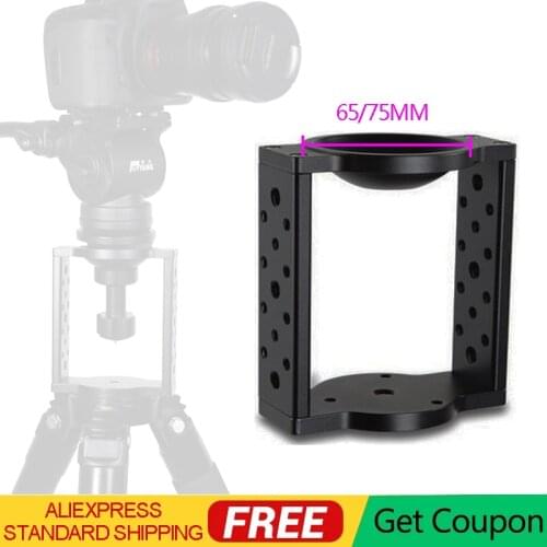 65mm 75mm Half Ball Flat to Bowl Adapter Riser Cradle Converter for Video Tripod Fluid Head DSLR Rail Slider Dolly Track