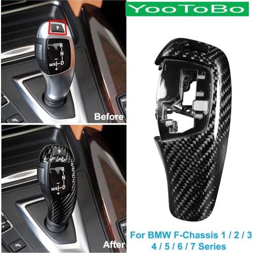 LHD Car Carbon Fiber Gear Shift Knob Trim Decal Cover For BMW 1/2/3/4/5/7 Series F20 F22 F30 F35 F32 F36 F10 F18 F01 F02 2009