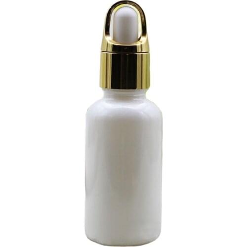 30ml white glass bottle with gold basket shape lid, white bulb for essential oil containing dropper bottle glass bottle