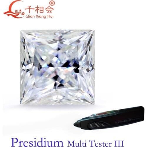 8mm DF white colors quare shape diamond cut moissanites loose gem stone qianxianghui pass diamond pen