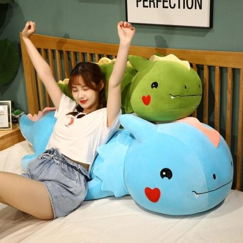80/120cm Big Size Long Lovely Dinosaur Plush Toy Soft Cartoon Animal Dinosaur Stuffed Doll Pillow for Kids Girl Birthday Gift