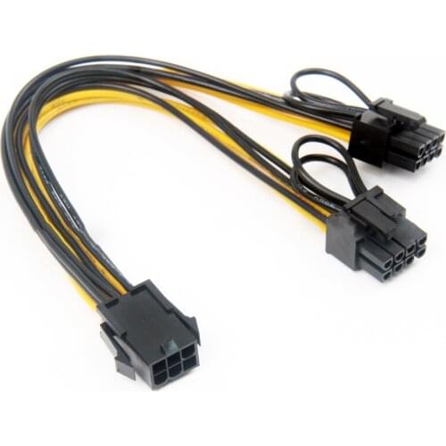 For Computer 1pc Durable 6-Pin to Dual 8-Pin Power Supply Cable Graphics Card PCI Express Power Extension Cord Adapter Pohiks