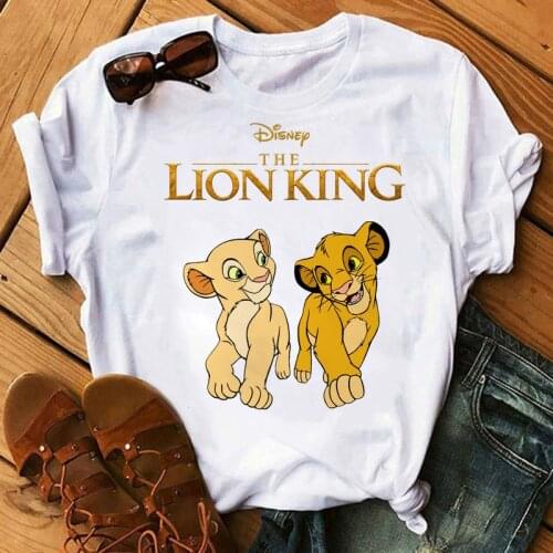 Hakuna Matata T Shirt Women Kawaii Disney Cartoon The Lion King Graphic Tees Funny Harajuku Simba Unisex Kids T-shirt Female