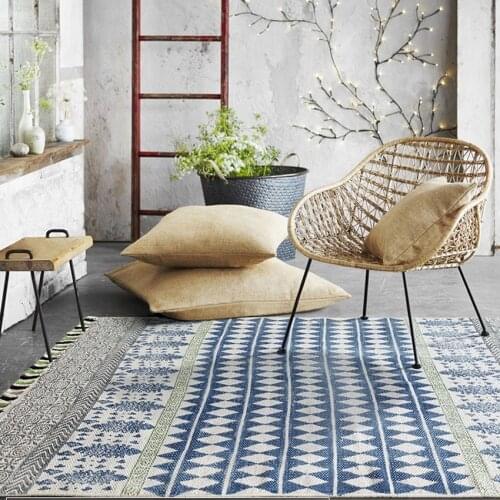 India style cotton handmade bedside rug ,retro vintage living room coffee table carpet, Pastoral decoration ground mat