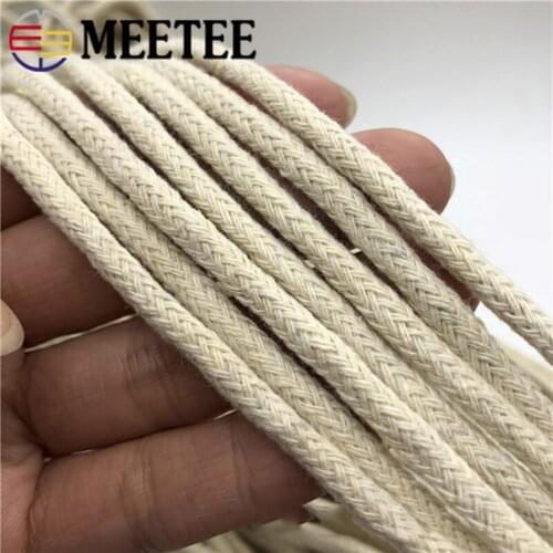 Meetee 20Meters 4/6/8/10mm Cotton Rope Core Spun Cords Twisted Cotton Cords for Bags Decoration DIY Home Textile Accessory CD015