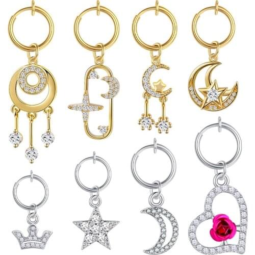 Clip On Fake Belly Button Rings Fake Navel Piercing Earrings Belly Piercing Ombligo Non Piercing Navel Ring Body Jewerlry