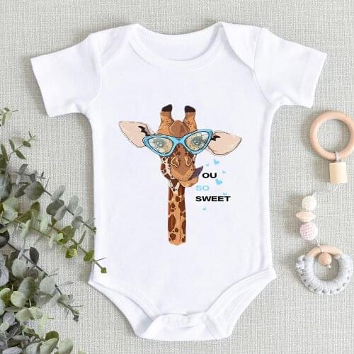 Baby Girl Boy Jumpsuits Giraffe SO SWEET Letter Infant Clothes Fashion One-Pieces Newborn Bodysuit 0-24M New Ropa De Debe