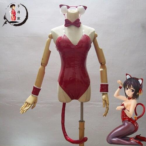 Boku Wa Tomodachi Ga Sukunai Mikazuki Yozora Cosplay Costume Red Sexy Leather Bunny Girl Jumpsuit Female Role Play Clothing