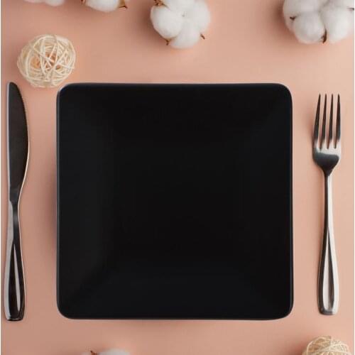 Keramika Sıera Square 20 cm Cake Plate Matte Black
