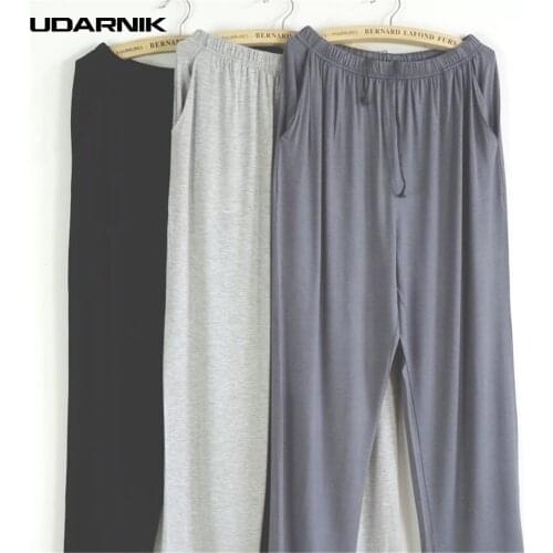 Summer Men Modal Sleep Bottoms Underwear Long Trousers Solid Pajamas Nightwear Lounge Loose Casual Sleepwear Loungewear 045-957