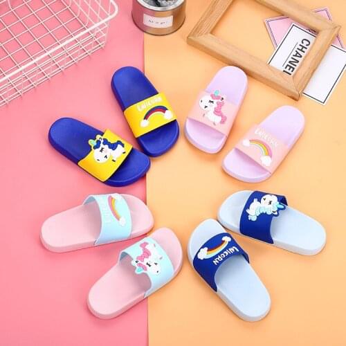 Cute rainbow cartoon slippers boys and girls new summer kids beach shoes baby toddler soft indoor slippers children sandals