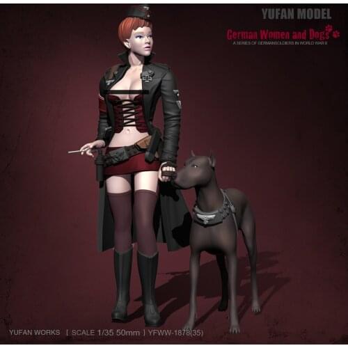 YUFAN MODEL with sail original 75mm sexy female soldier and dog resin soldier YFWW-1878 KNL Hobby