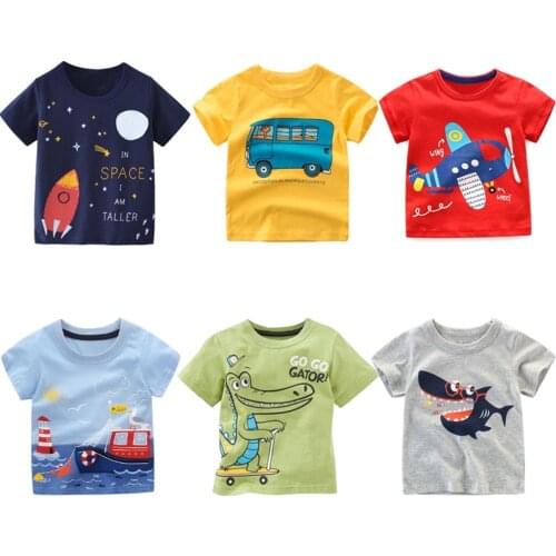 Fashion Casual Boys Summet T Shirt New Childrens Short Sleeve Tees Printed Dinosaur Loose Comfortable Breathable Boy Clothes