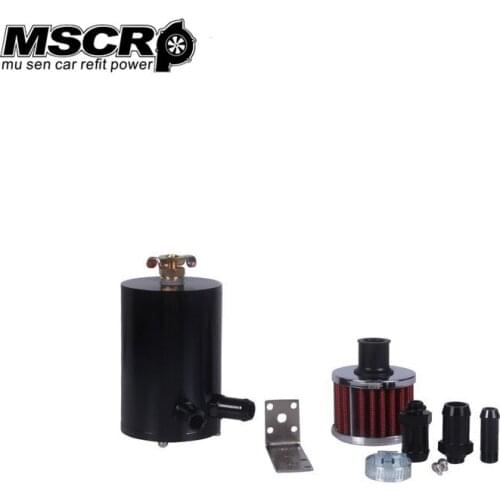 MSCRP 180ml Aluminum Engine Baffled Oil Catch Can/Tank with Filter Black MSCRP-YX02249