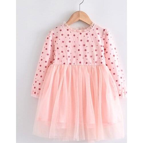 Girls Casual Dresses New Polka Dot Soft Dress Elegant Kids Girl Mesh Skin-friendly Patchwork Princess For Outfits Sweet Costumes