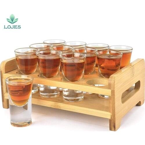 12 Hole Cup Holder Cup Set Cocktail Shaker Lead-free Liquor Shot Glasses Wine With A Suit Cup Glass Small Glasses Wine Cup