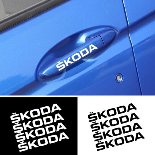 4pcs fashion Car styling black white Car Door Handle Sticker For Skodas Octavia A5 A7 Fabia superb car-styling Accessories