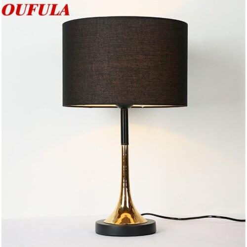 OUFULA Table Lamps Contemporary Luxury Design LED Black Desk Light Decorative For Home