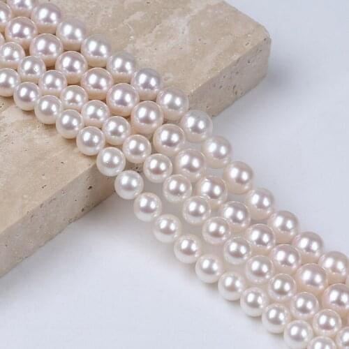 Real Japan Akoya Pearl Strand Natural Seawater Pearl Grade AAAA Perfect Round Slight Defect Beads DIY Charm Necklace